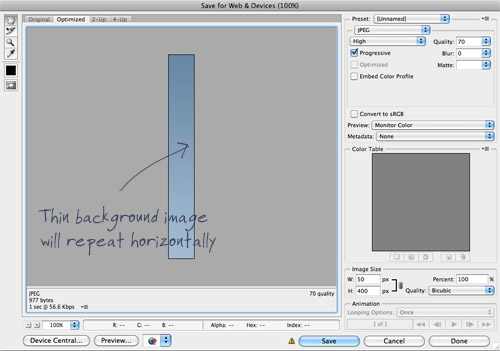 Exporting a background gradient