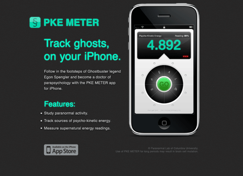 iPhone app website for PKE Meter