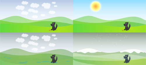 Four backgrounds for each weather condition