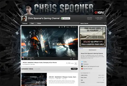 Chris Spooner's partnered YouTube channel