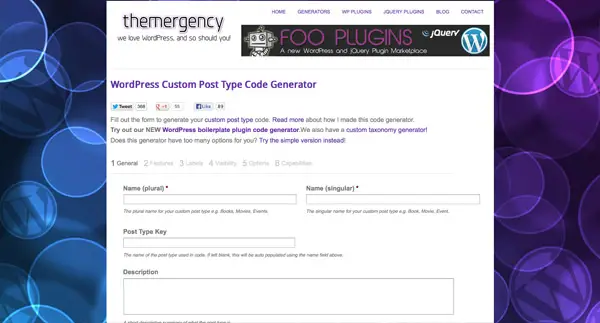 WordPress Custom Post Type Code Generator