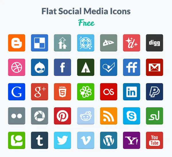 Free Flat Social Media Icons by Designmodo