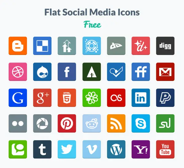 Free Flat Social Media Icons by Designmodo