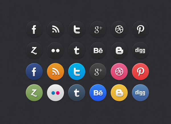 24 Circle Social Media Icons by Best PSD Freebies