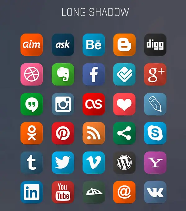 60 Flat and Long Shadow Social Media Icons by Speckyboy