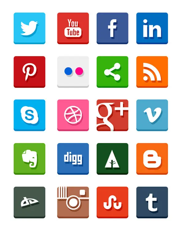 Simple Flat Social Media Icons by GraphicsFuel