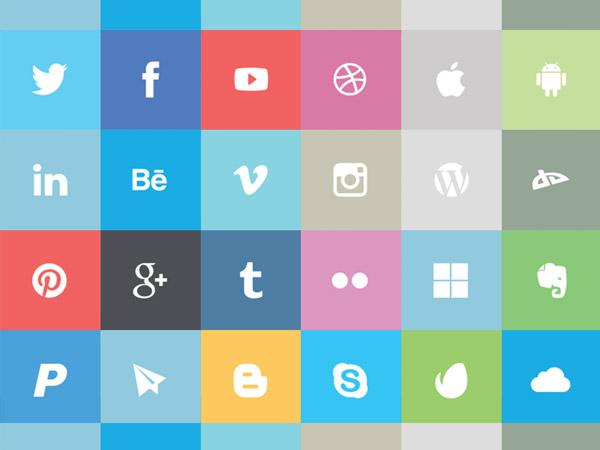 24 Free Flat Social Icons by Mohammed Alyousfi