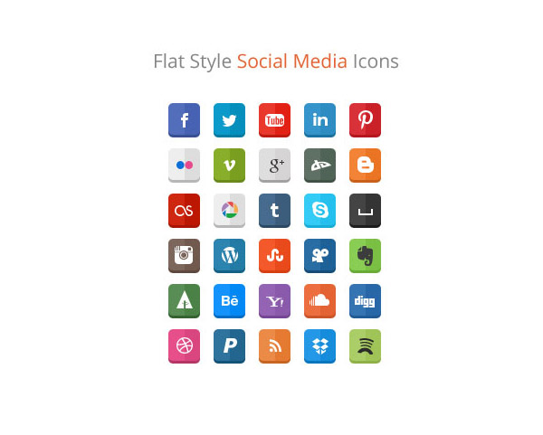 30 Free Flat Style Social Media Icons by WeGraphics