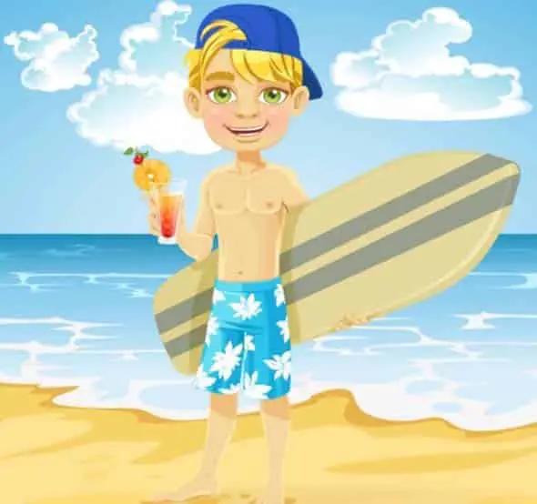 12 Vector Cartoon Beach and Boy Illustration