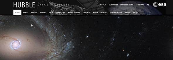 ESA Hubble space-themed website designs