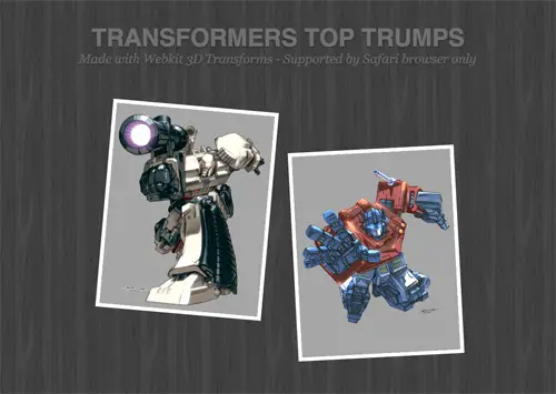 View the Transformers Top Trumps CSS demo