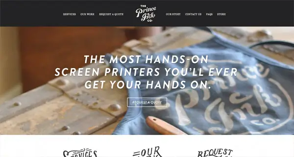 The Prince Ink Company Web Design Typography