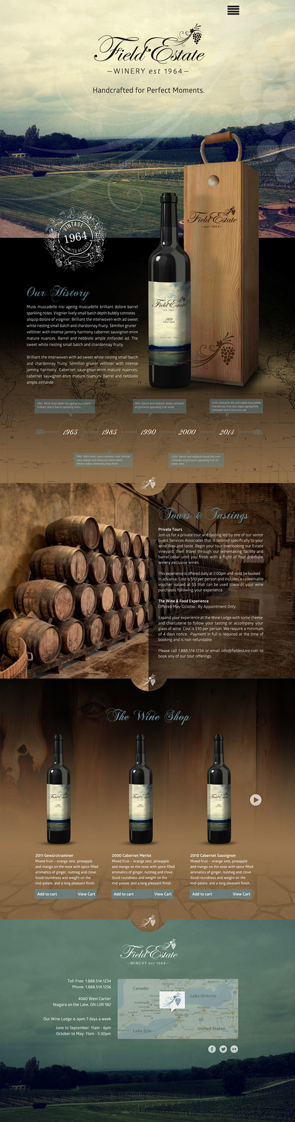 Field Estate Wine fullpage website