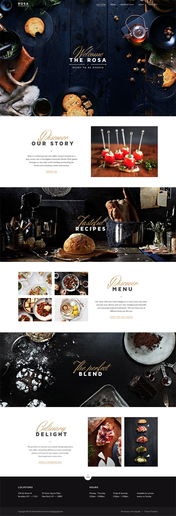 Rosa Restaurant Website fullpage website