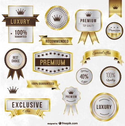 Luxury golden label ribbons