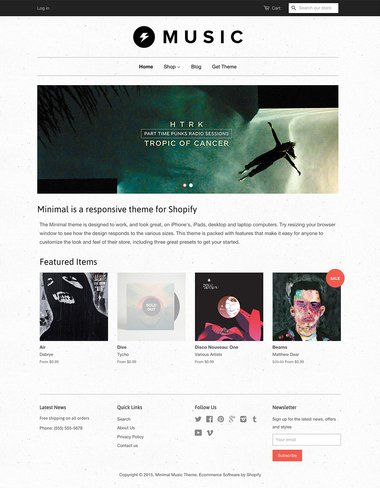 Minimal - Music free Shopify theme