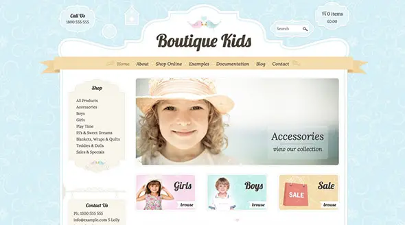 20 Boutique Kids Vintage WordPress Theme