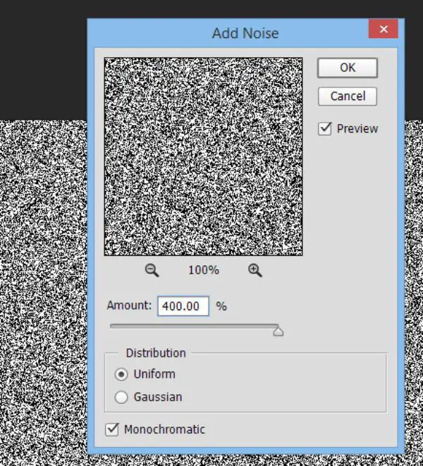 How to Create Metal Texture Using Photoshop- noise settings