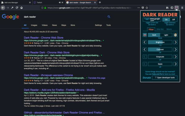 Firefox Add-on - Dark Reader