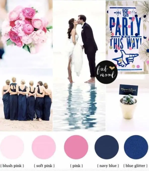 Perfect wedding website color combinations: Classic Blue & Pink