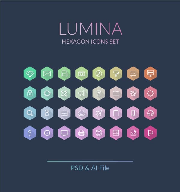 Highly Creative Icon Sets for Designers: Lumina