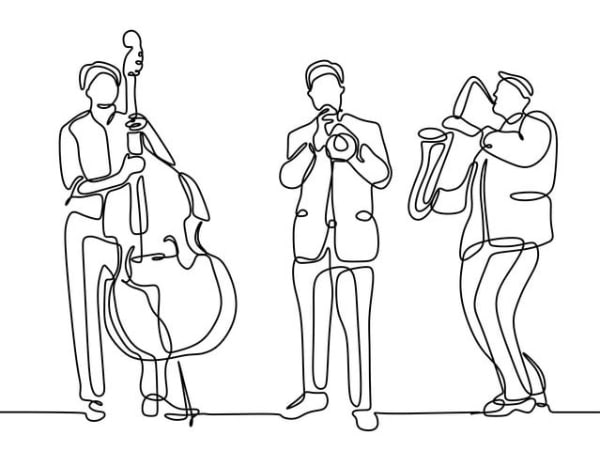 Music Design Asset: Jazz Music Player Continuous One Line Drawing