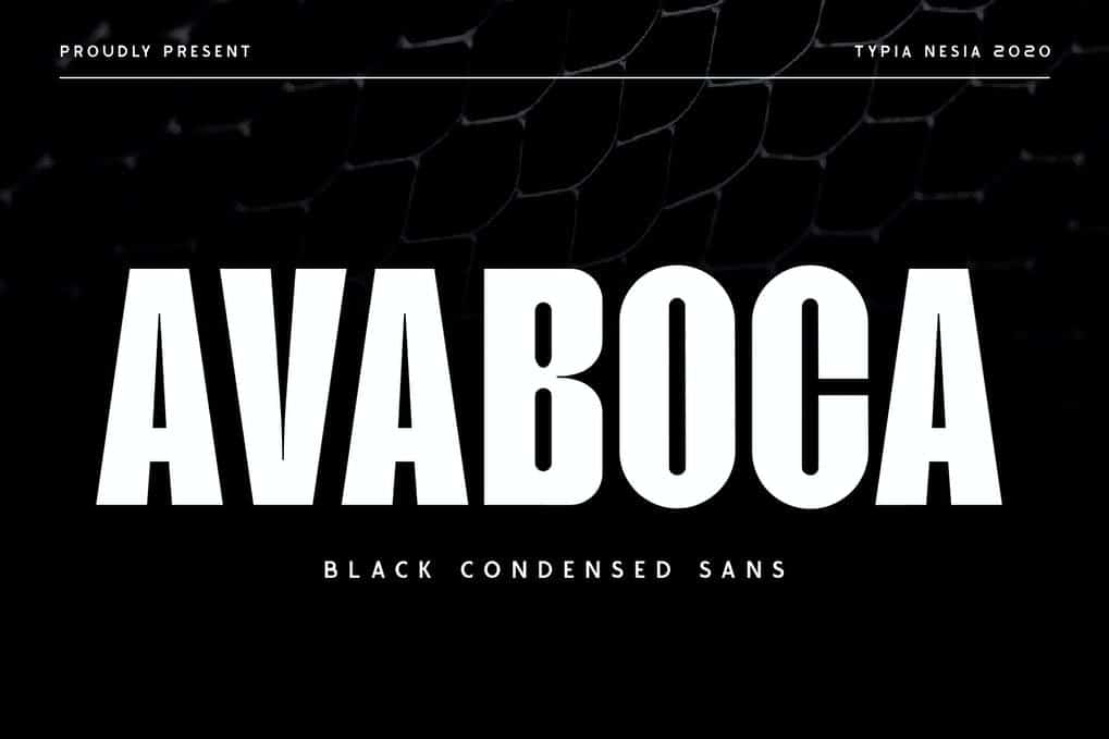Avaboca: A black condensed Sans Serif sport font