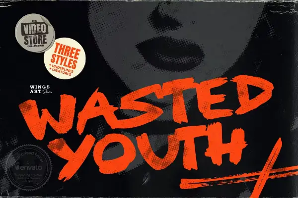 Wasted Youth 90s Grunge Inspired Brush Font