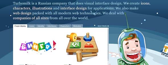 Turbomilk space-themed website designs 