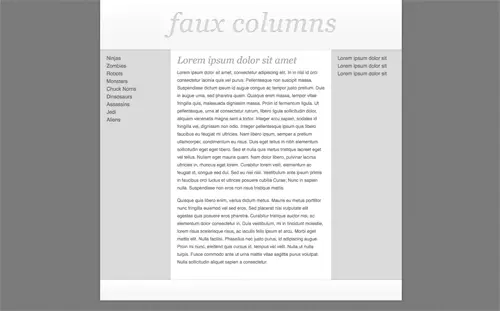 Three column website layout create sidebars
