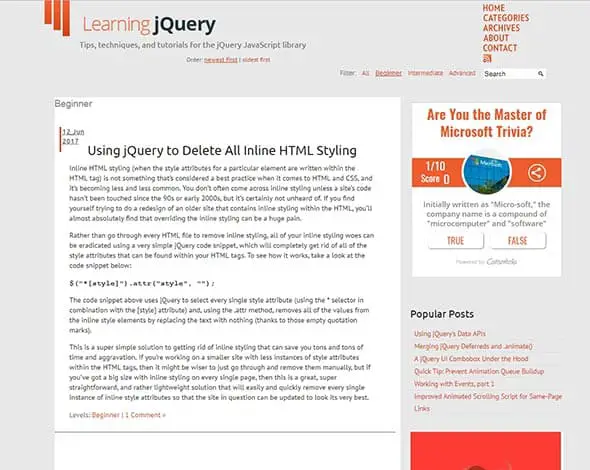 jQuery Beginner Level Tips, Techniques & Tutorials