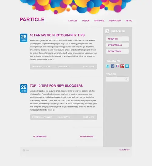 Particle website design concept
