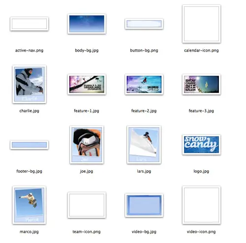 Overview of all image files