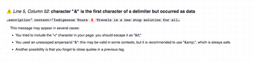 Character & is the first character of a delimiter but occurred as data