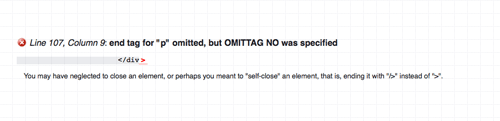 End tag for p omitted, but OMITTAG NO was specified common validation errors