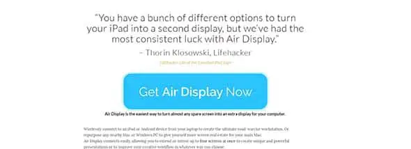 Air Display Creative Website Designs for iPad Apps