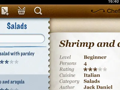 iPad UI for cookbook