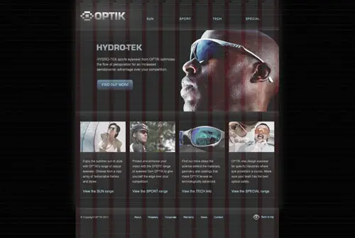 Optik website design concept