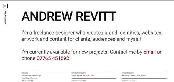 Andrew Revitt white website design
