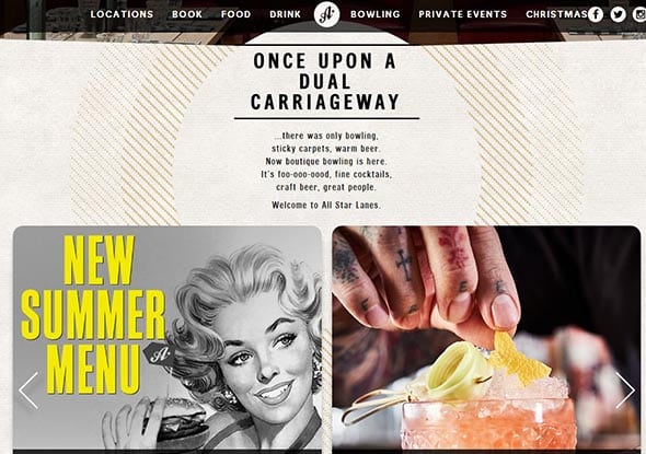 All Star Lanes Retro Style Website Designs