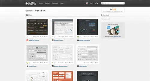 View UI kits from Dribbble