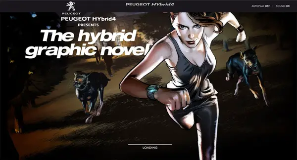 Peugeot HYbrid4 Graphic Novel Creative Website Design