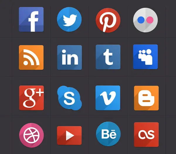PSD Flat Social Icons by Pixeden