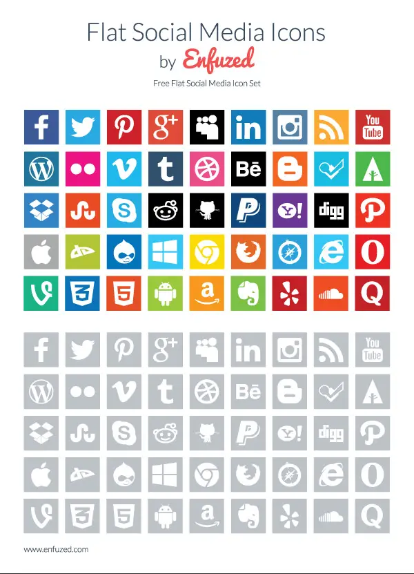 Free Flat Social Media Icons by Enfuzed