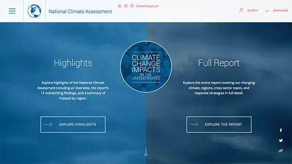 National Climate Assessment Blue Website Design