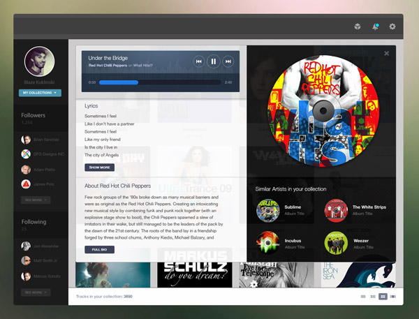 Music Collection by Blaze Kuklinski App Dashboard Design