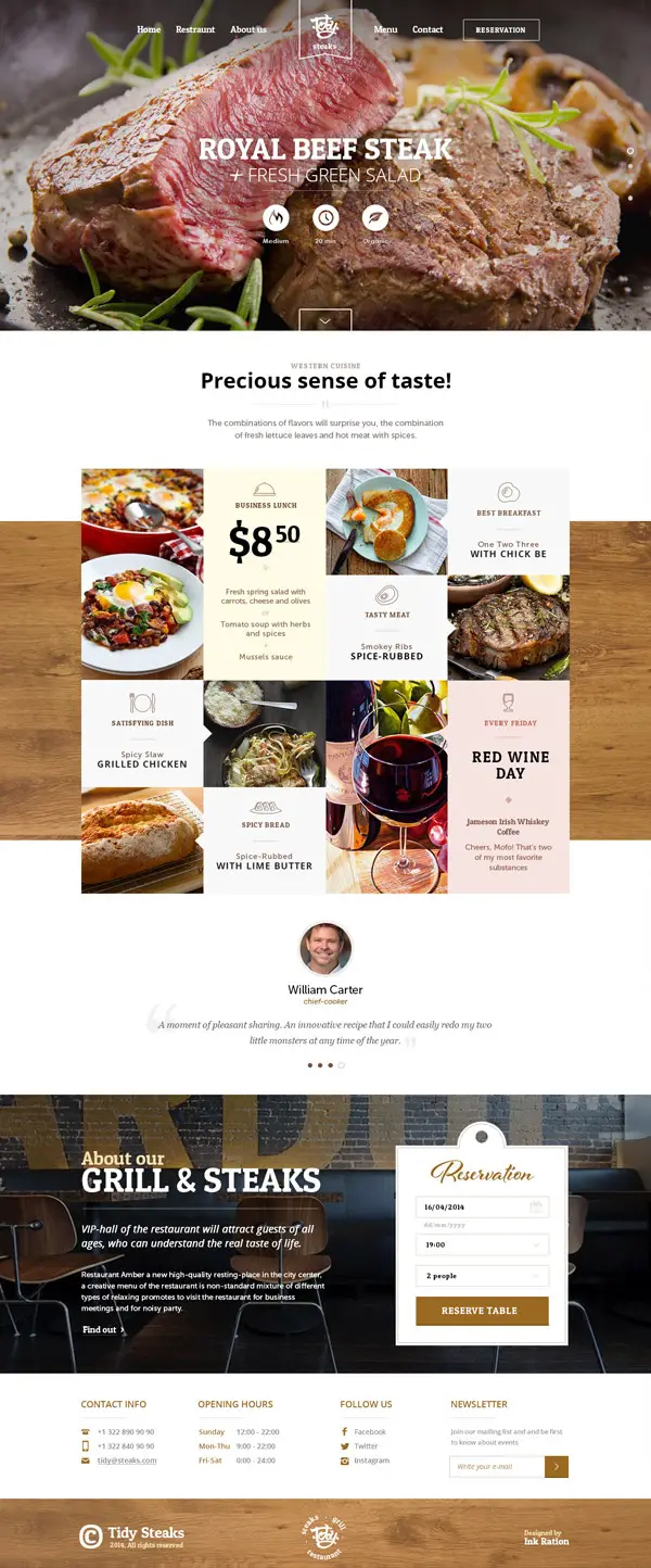 Toby Steaks Restaurant fullpage design web