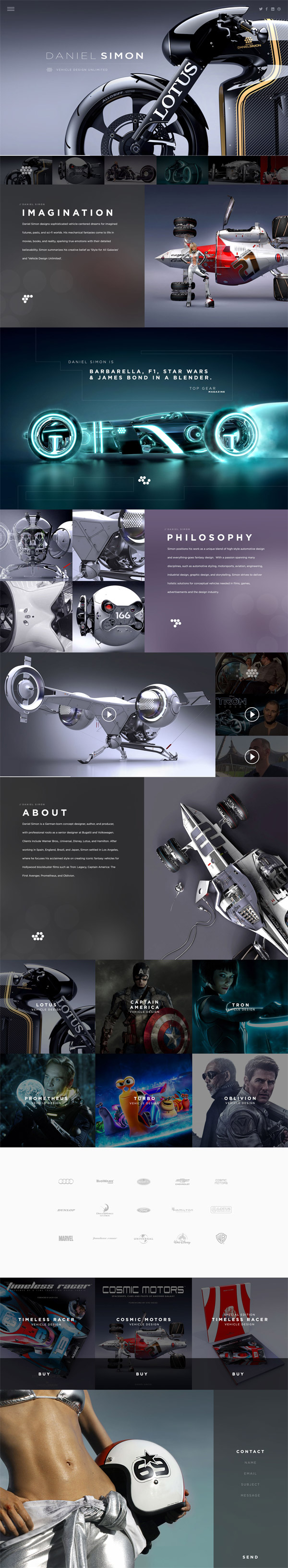 Daniel Simon Website full page designs