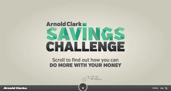 The Arnold Clark Savings Challenge infographic website