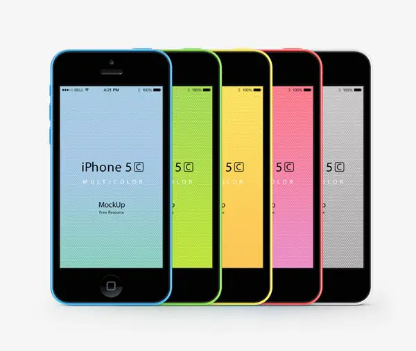 iPhone 5C PSD Vector Mockup Free Mockup Templates UI Designs